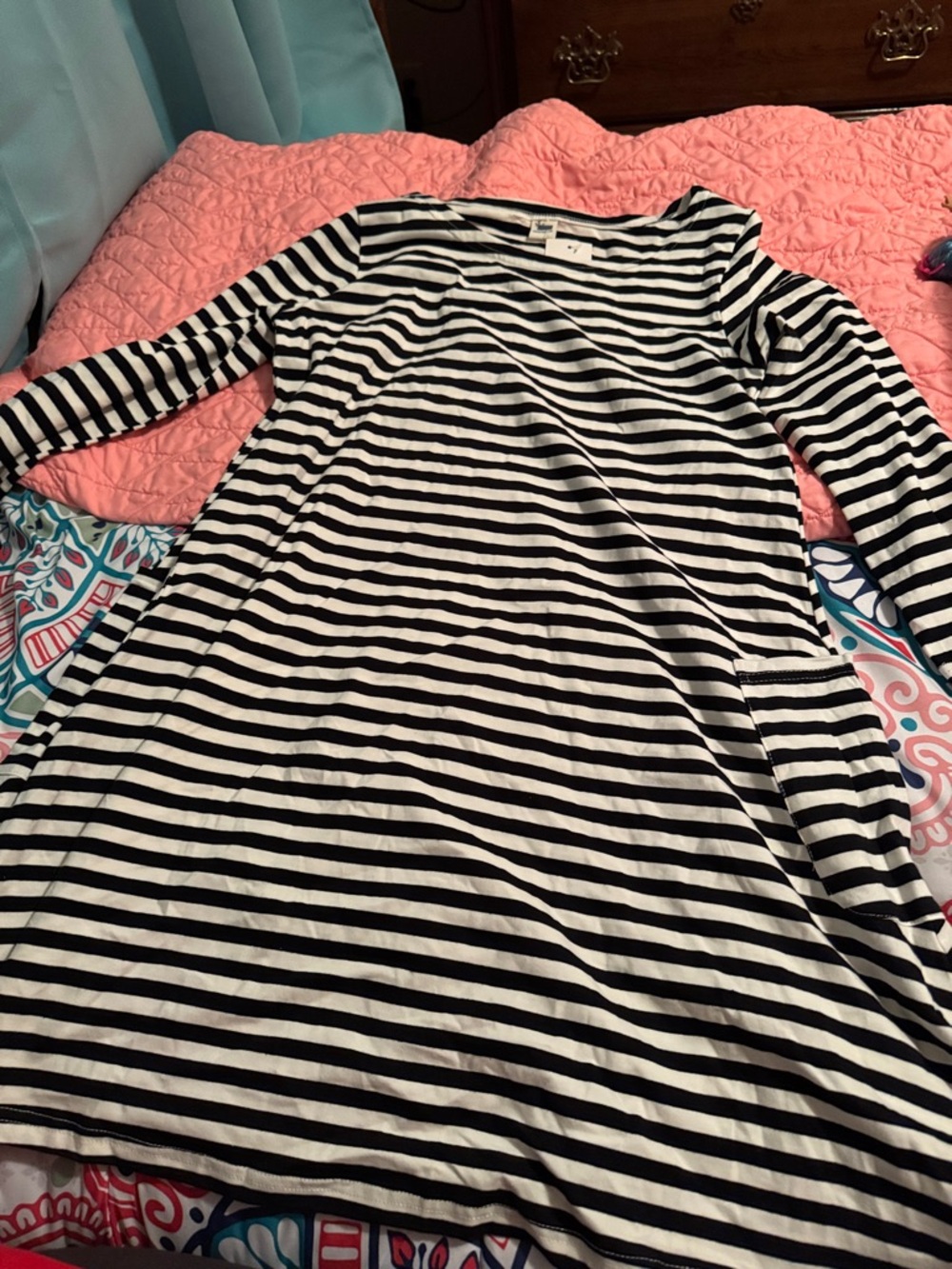 Striped Black and White Long Sleeve Dress